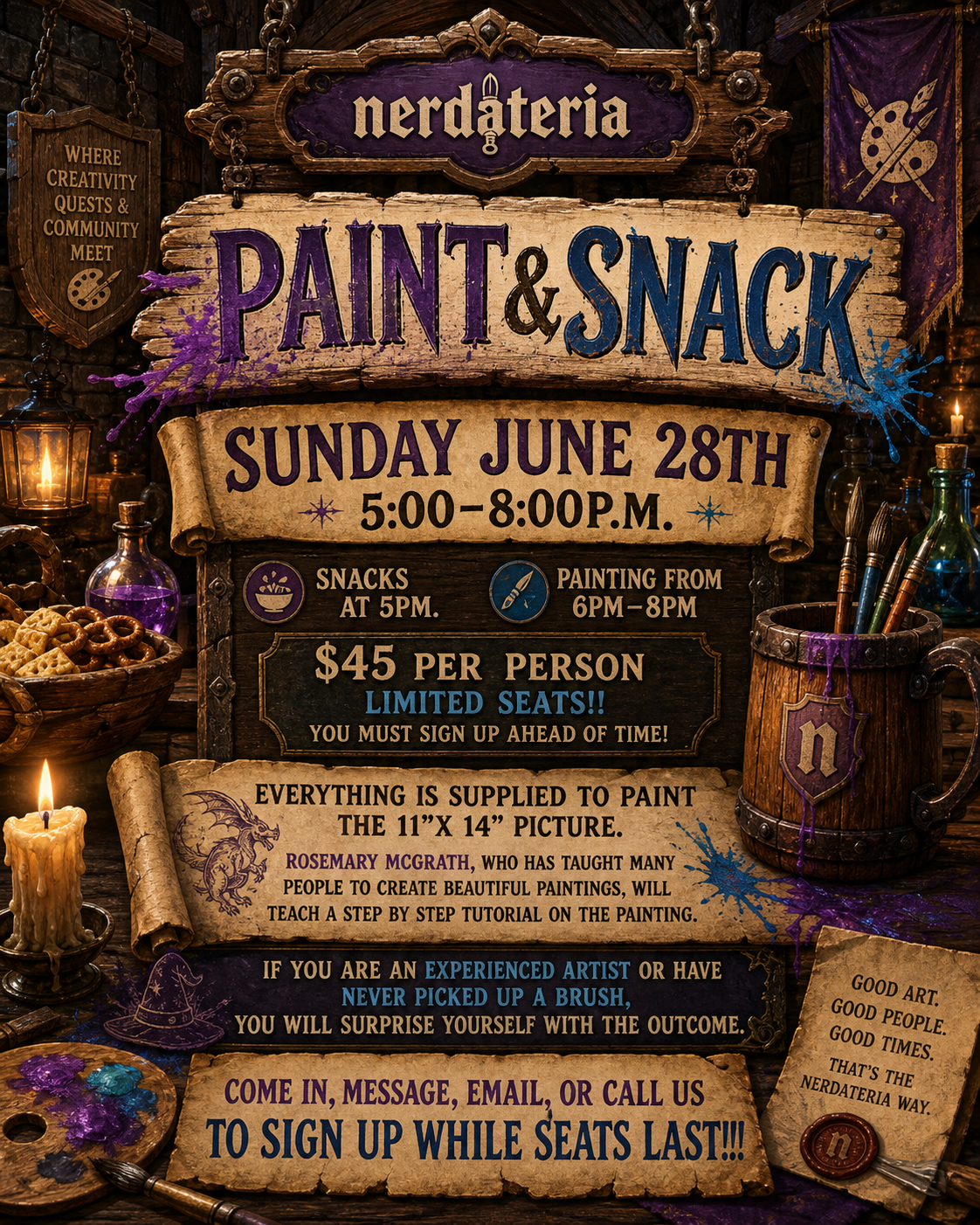 Paint and Snack — Monthly community event at Nerdateria