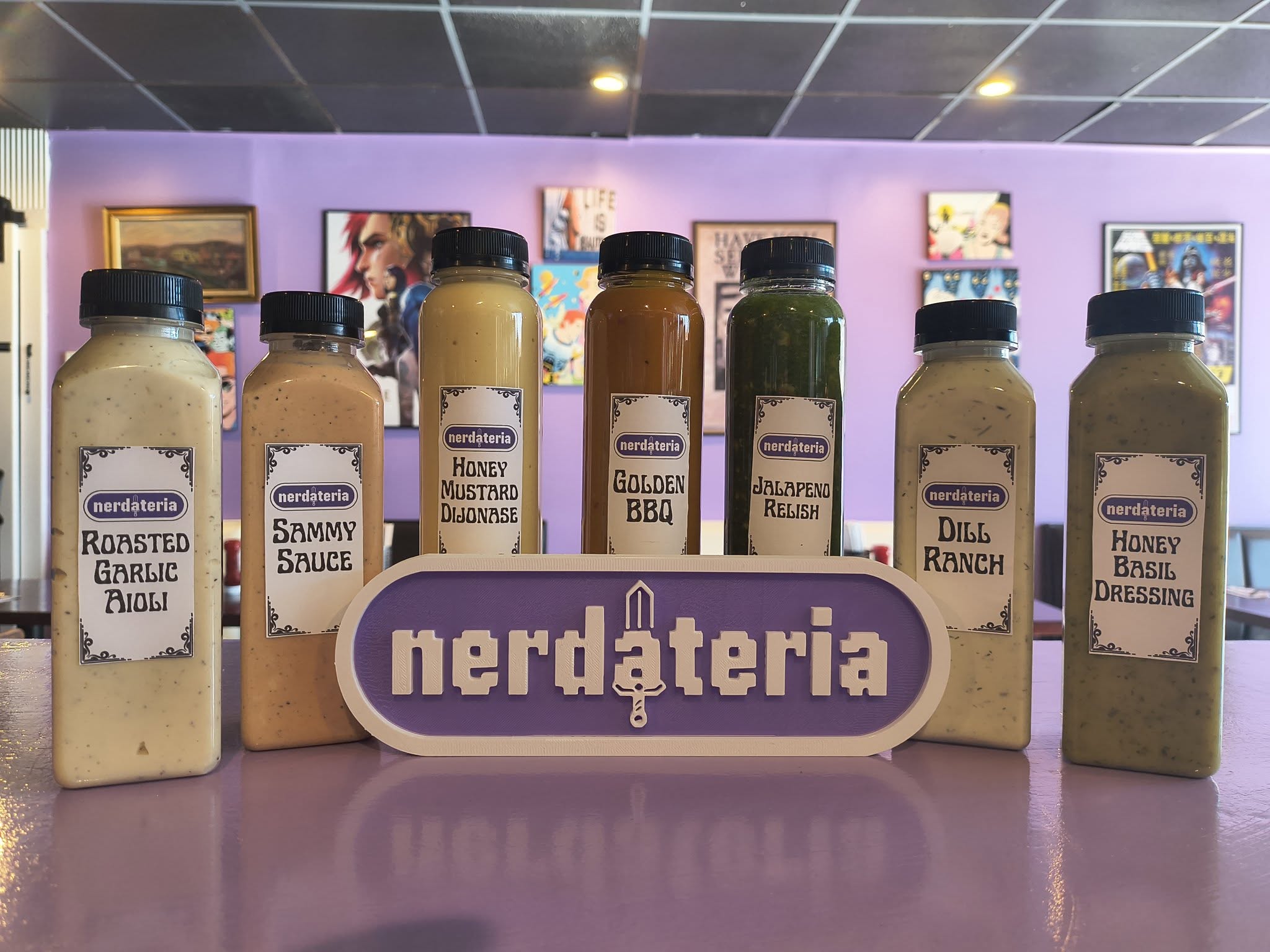 Nerdateria house-made sauces and dressings